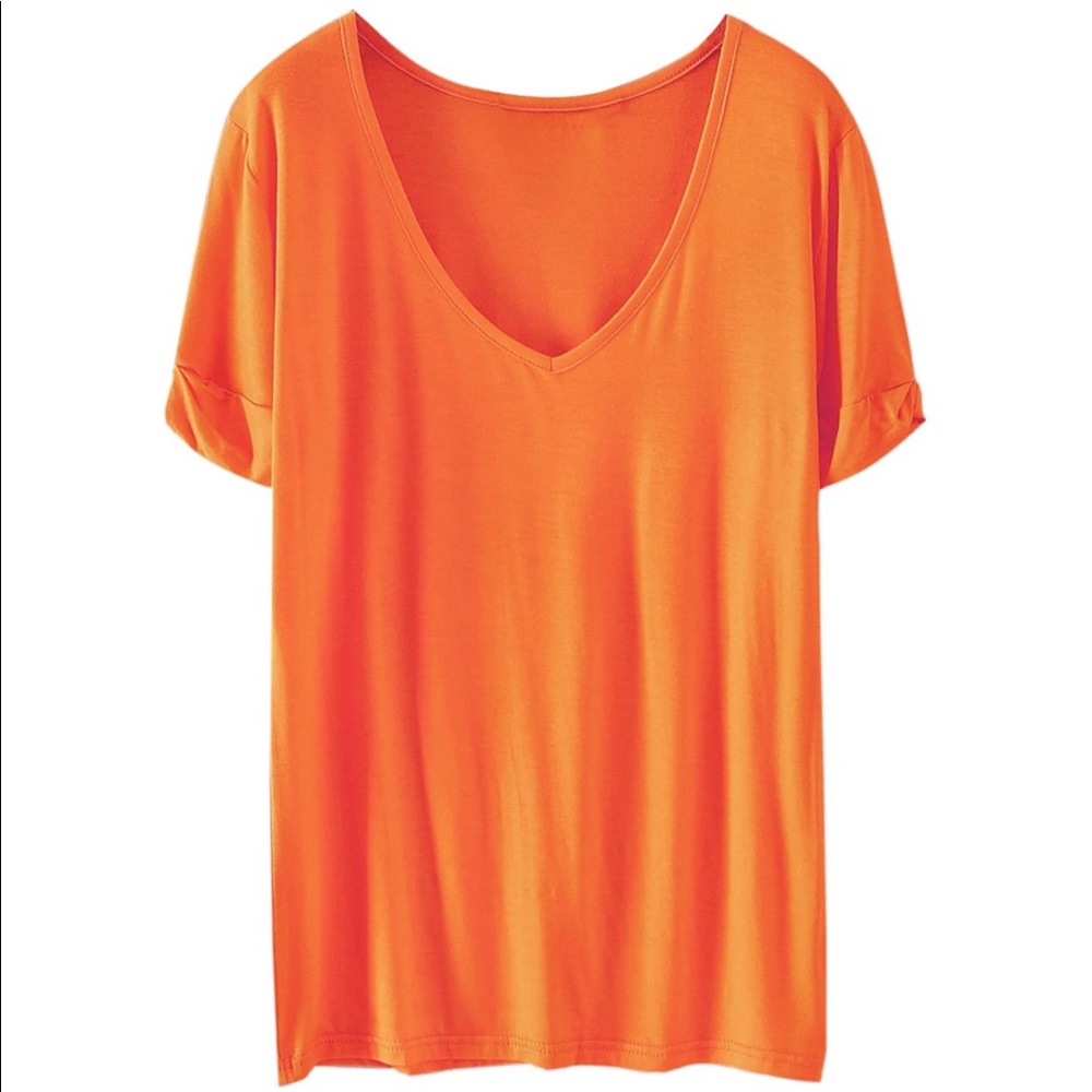 NWT Women's Summer Short Sleeve Loose Casual T-Shirt Orange Small